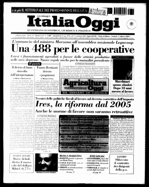 Italia oggi : quotidiano di economia finanza e politica